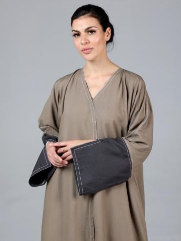 Elegant Front Open Linen Abaya