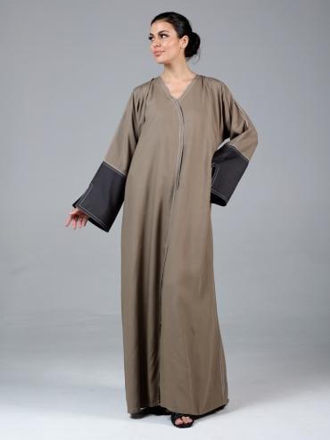 Elegant Front Open Linen Abaya
