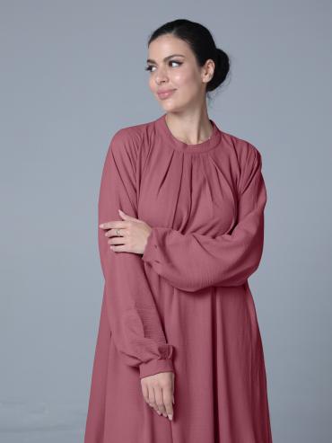 Simple and Elegant Pleated Abaya in Puce Pink