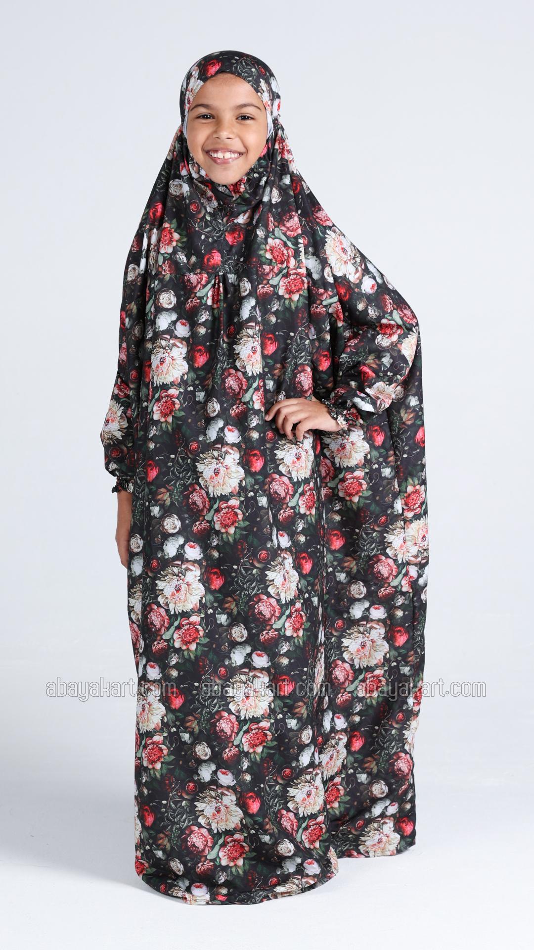 Beautiful Kids Islamic Prayer Dress With a Floral Print