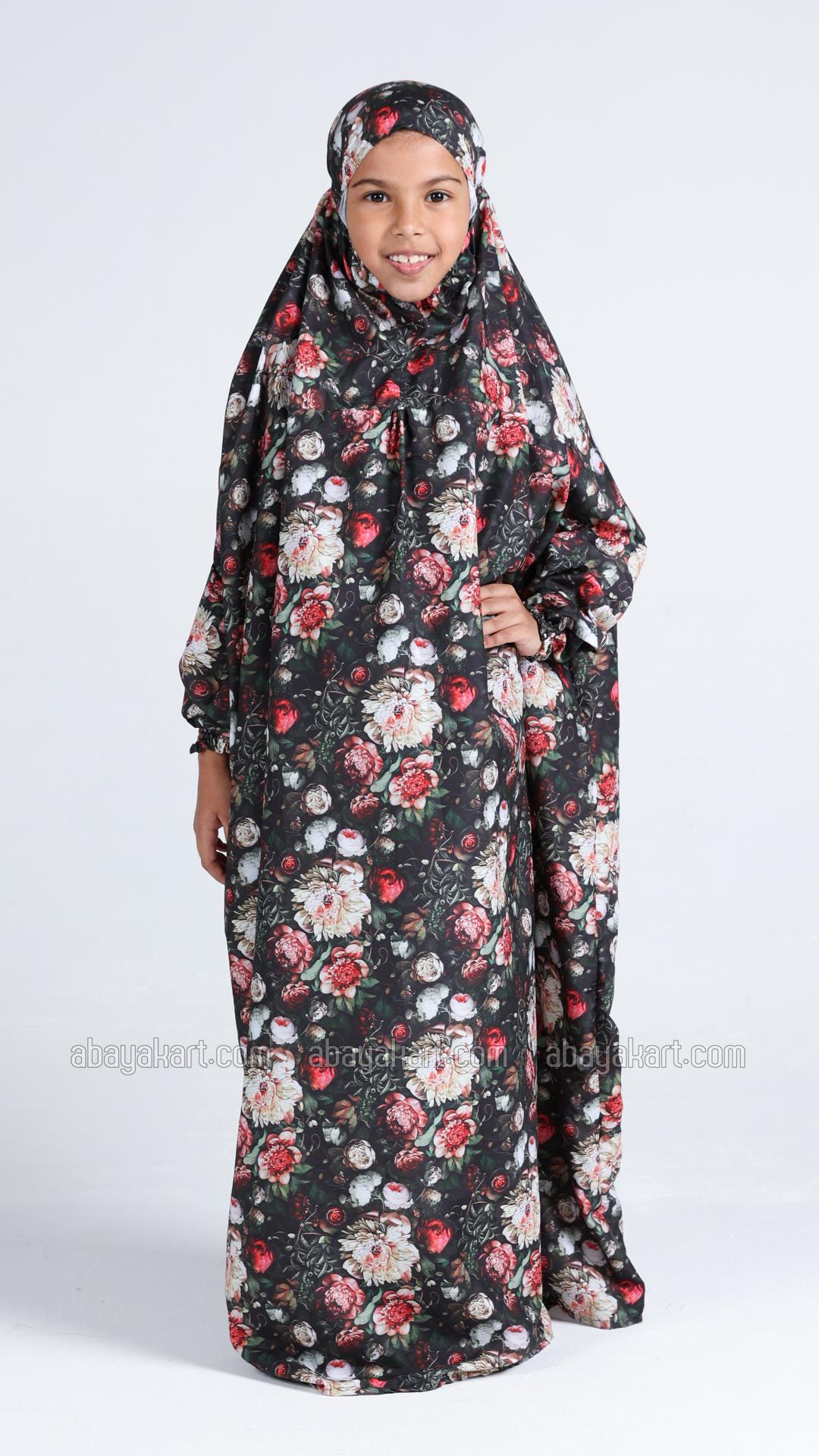 Beautiful Kids Islamic Prayer Dress With a Floral Print