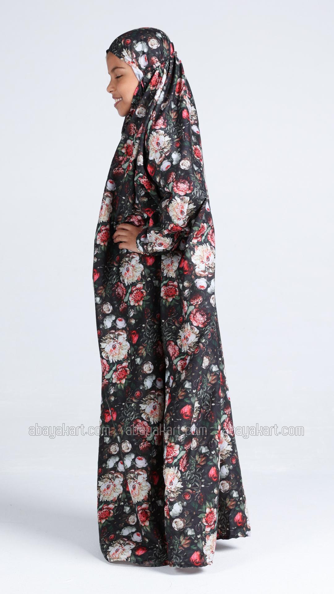 Beautiful Kids Islamic Prayer Dress With a Floral Print