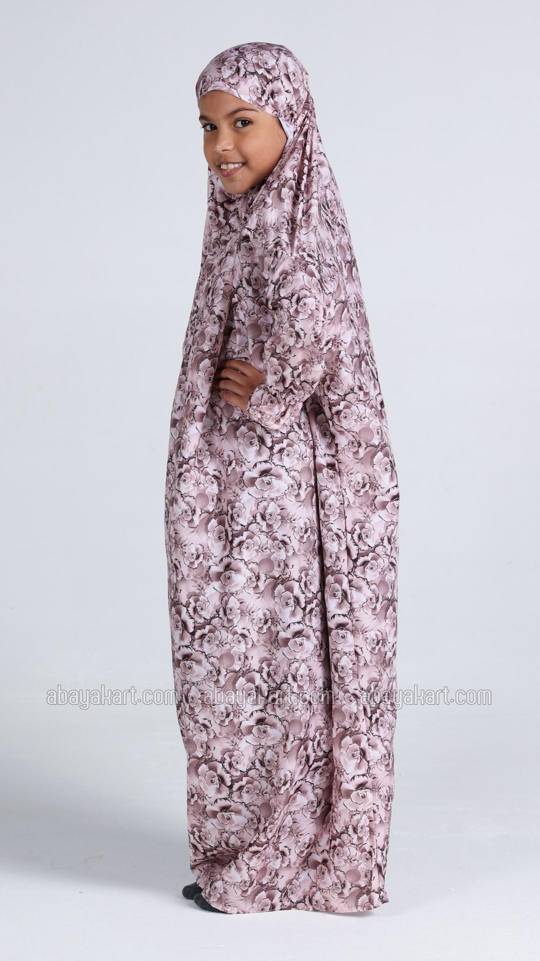 Premium Islamic Kids Prayer Dress With Floral Print