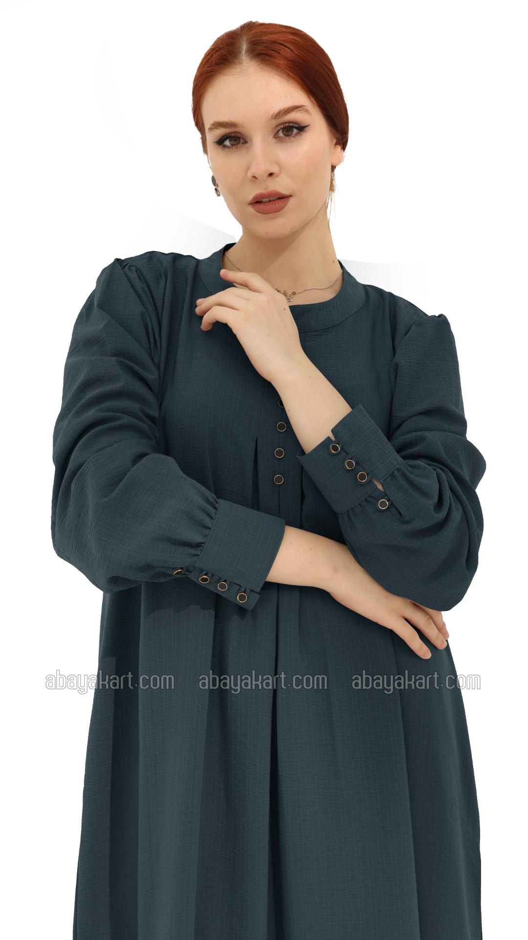 Gorgeous Abaya with Show Buttons in Dark Grey