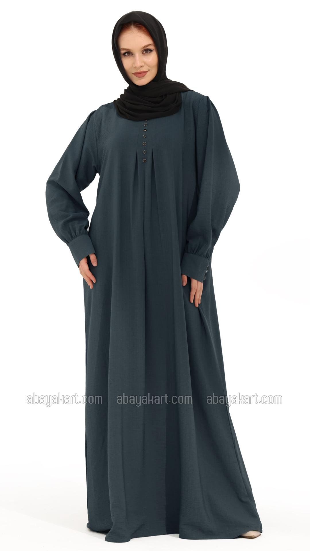 Gorgeous Abaya with Show Buttons in Dark Grey