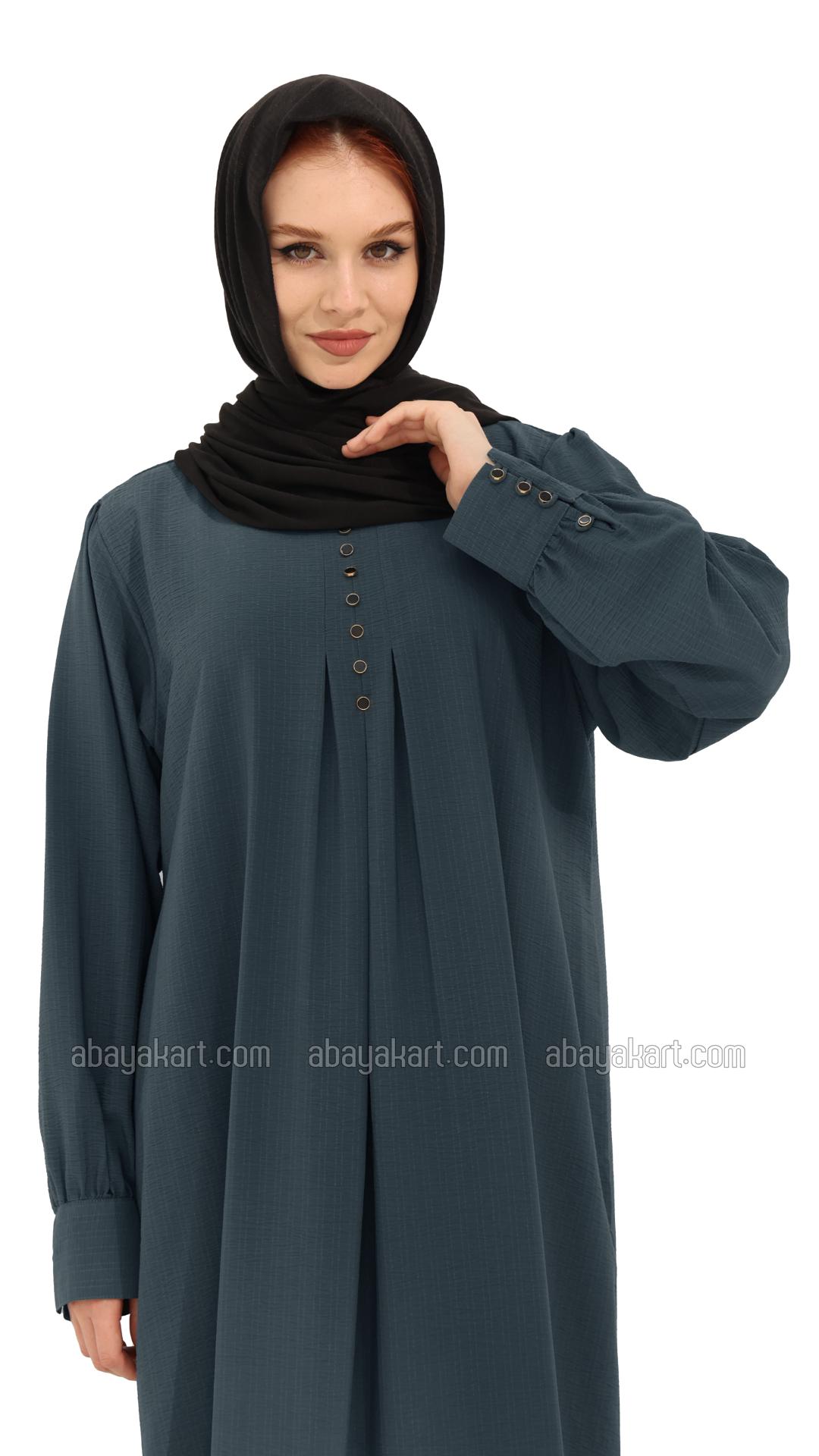 Gorgeous Abaya with Show Buttons in Dark Grey