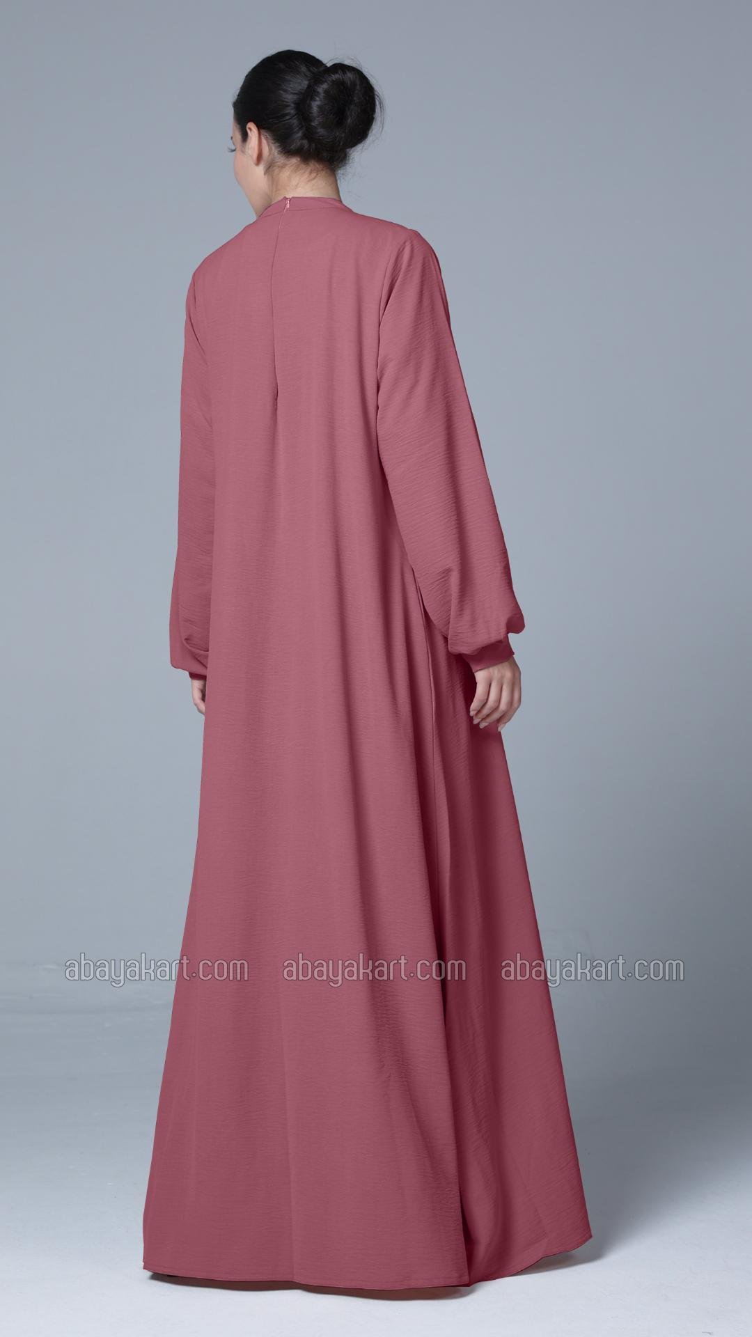 Simple and Elegant Pleated Abaya in Puce Pink