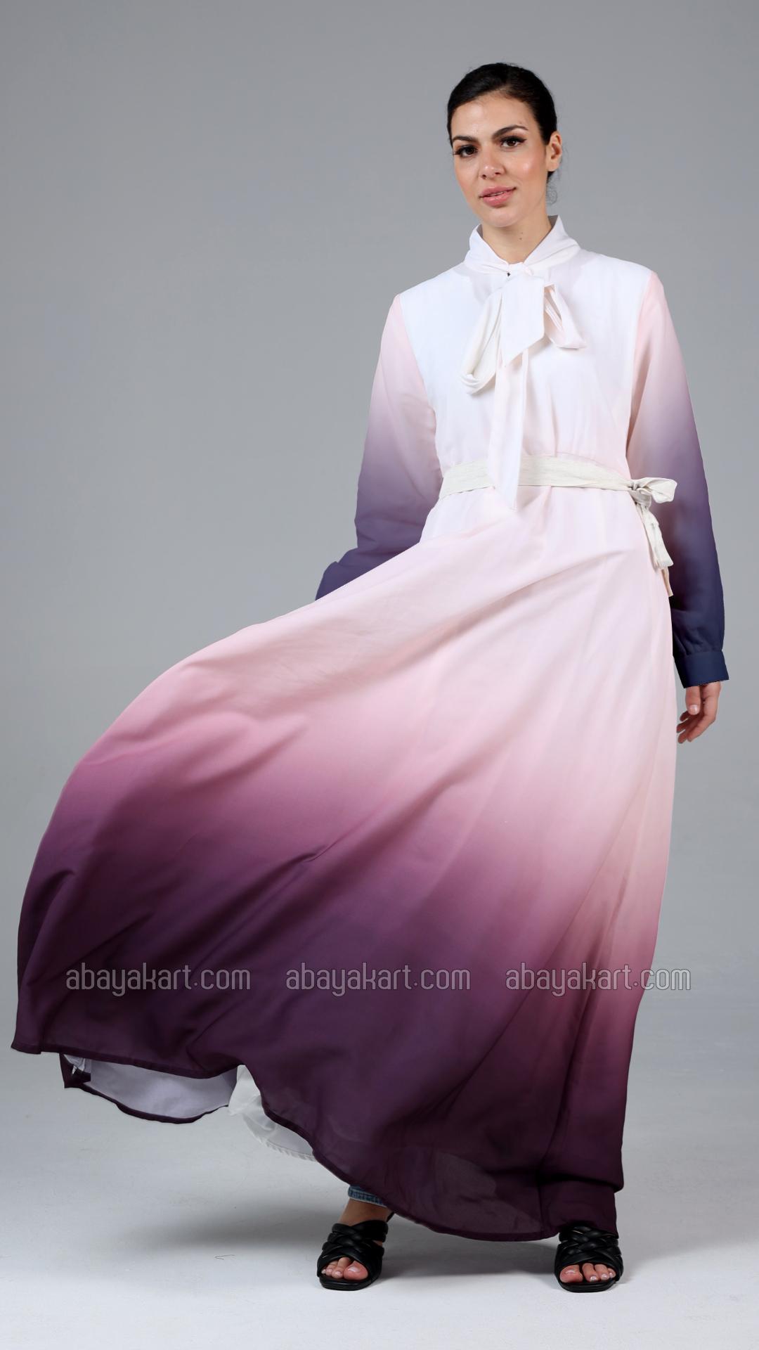 Elegant Ombre Formal Dress With Tie Up Neck