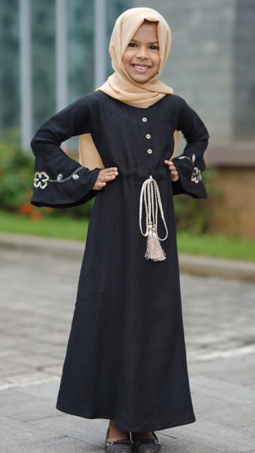 old navy black velvet dress Silver Embroidered Sleeves Black Abaya Maxi Dress – Modora UK
