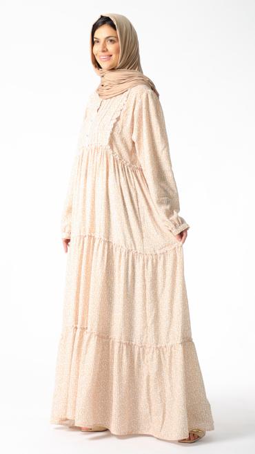 white christmas dresses Cream Satin Long Sleeve Maxi Dress main image 1