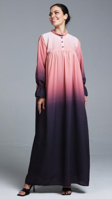 chinese dress ladies Vintage Bloom Denim Gown – Rahath main image 1