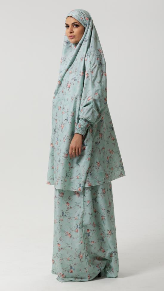 Floral Print Jilbab With Inner Dress And